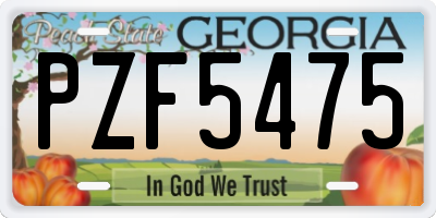 GA license plate PZF5475