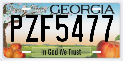 GA license plate PZF5477