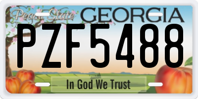 GA license plate PZF5488