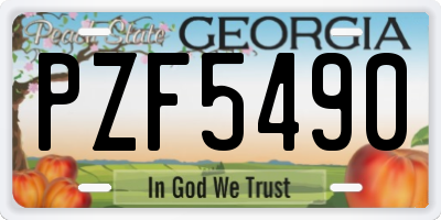 GA license plate PZF5490