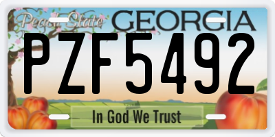 GA license plate PZF5492