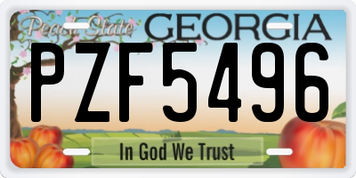 GA license plate PZF5496