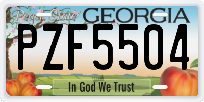 GA license plate PZF5504