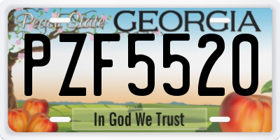 GA license plate PZF5520