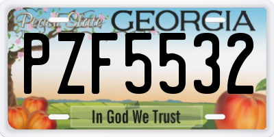 GA license plate PZF5532