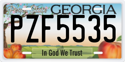 GA license plate PZF5535