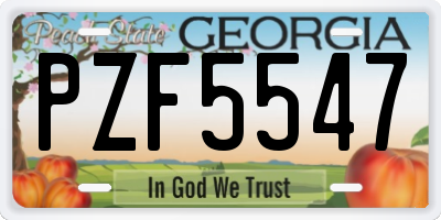 GA license plate PZF5547