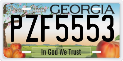 GA license plate PZF5553
