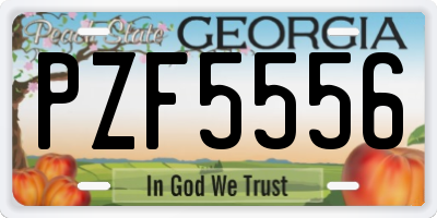 GA license plate PZF5556