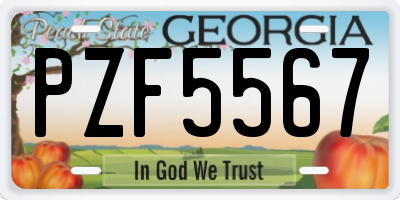 GA license plate PZF5567