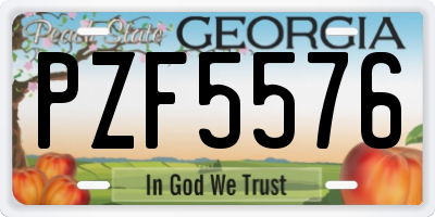 GA license plate PZF5576