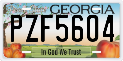 GA license plate PZF5604