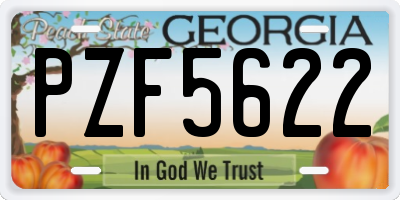 GA license plate PZF5622