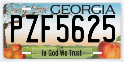 GA license plate PZF5625