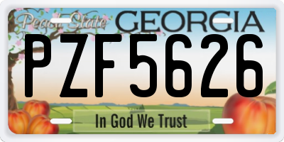 GA license plate PZF5626