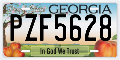 GA license plate PZF5628