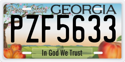 GA license plate PZF5633