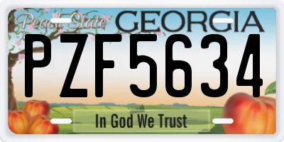 GA license plate PZF5634