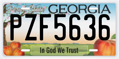 GA license plate PZF5636