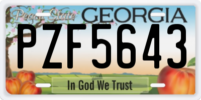 GA license plate PZF5643