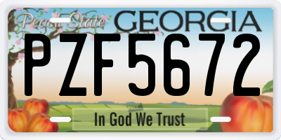 GA license plate PZF5672