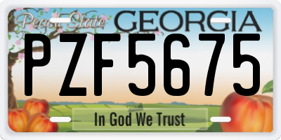 GA license plate PZF5675