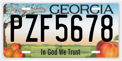 GA license plate PZF5678