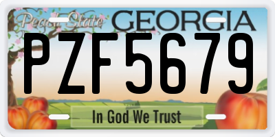 GA license plate PZF5679
