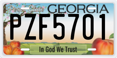 GA license plate PZF5701