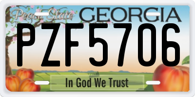 GA license plate PZF5706
