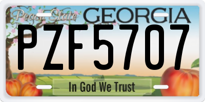 GA license plate PZF5707