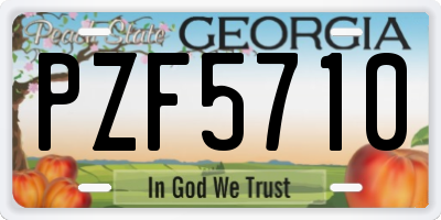 GA license plate PZF5710