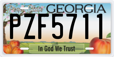 GA license plate PZF5711