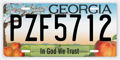 GA license plate PZF5712