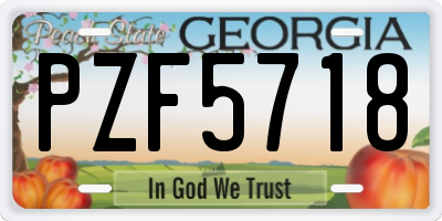 GA license plate PZF5718