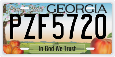 GA license plate PZF5720