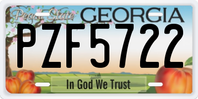 GA license plate PZF5722