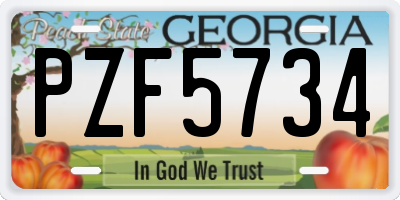 GA license plate PZF5734