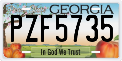 GA license plate PZF5735