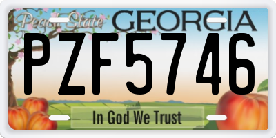 GA license plate PZF5746