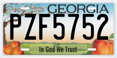 GA license plate PZF5752