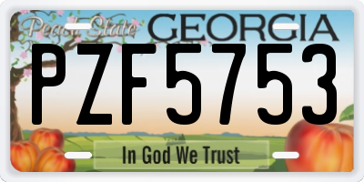 GA license plate PZF5753