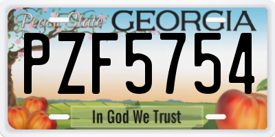 GA license plate PZF5754