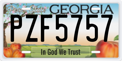 GA license plate PZF5757