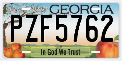 GA license plate PZF5762