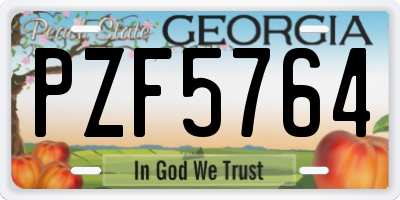 GA license plate PZF5764