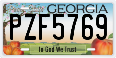 GA license plate PZF5769