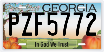 GA license plate PZF5772