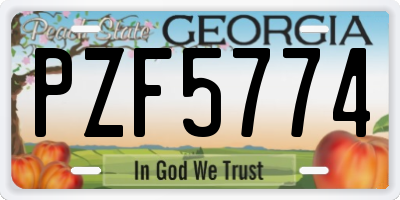 GA license plate PZF5774