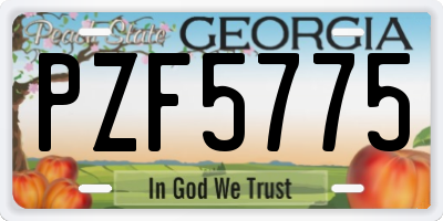 GA license plate PZF5775
